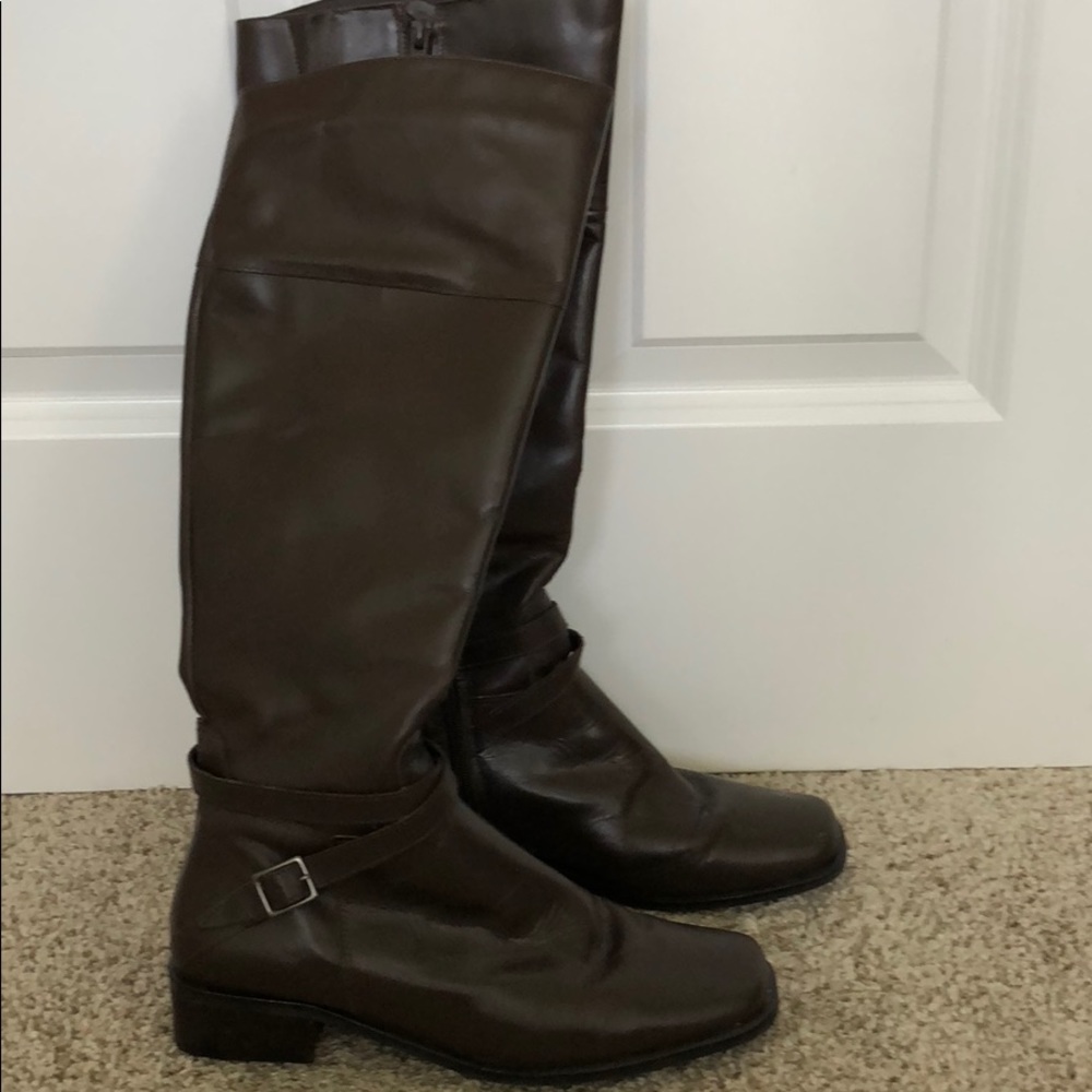Brown leather boots